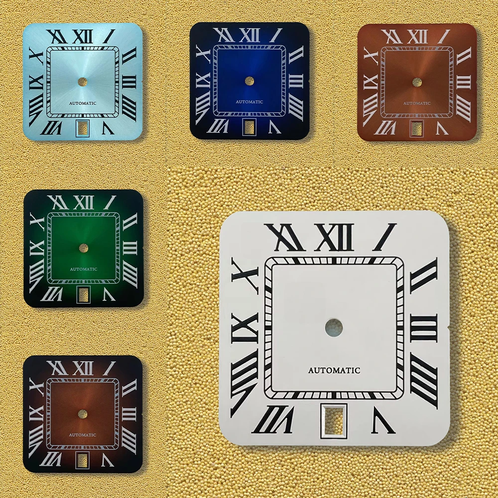 

27mm S Logo Square Rome Dial Fit NH35/NH36/4R Automatic Movement Fit 6 O'clock Watch Modification Accessories no Luminous