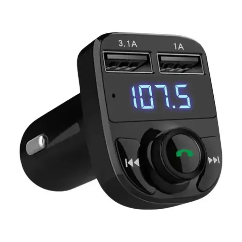 Carregador de Carro Sem Fio Bluetooth Transmissor FM Chamadas Mãos-Livres Receptor de Rádio Adaptador de Música Mp3 Estéreo Carregador com Porta USB Dupla