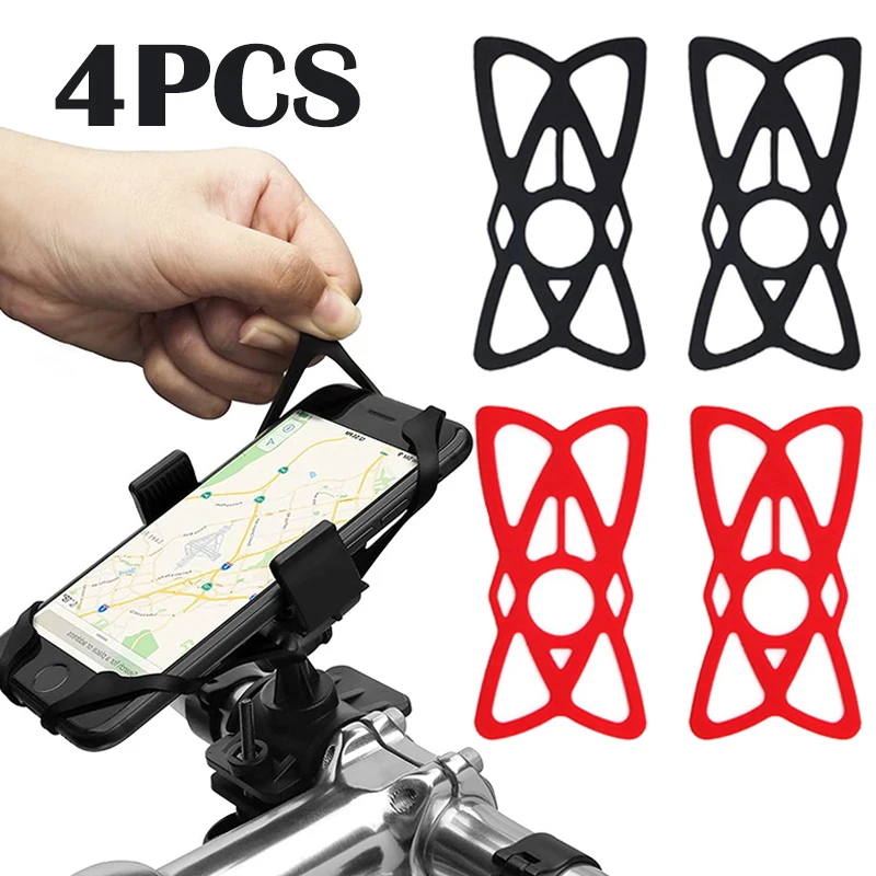 1-4Pcs Bike Motorcycle Silicone Cell Phone Holder Band Universal GPS Phone Mount Handlebar Elastic Tether X Web Security Strap