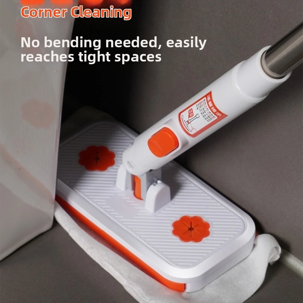 Flexible Clip Detachable Mini Mop Adjustable Handle Locking Head Hands-Free Click Mop Dust Removal Plastic Flat Cleaner