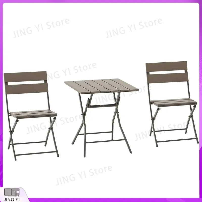 3 Piece Foldable Outdoor Bistro Set with Table and 2 Chairs for Patio Balcony Terrace Garden Conservatory Camping Picnic