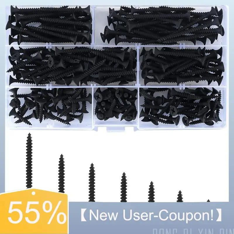 Happy New- 220Pcs Carbon Steel M3.5 Flat Head Screw Set, Essential Assortment Kit For Cross Screw Self-Tapping