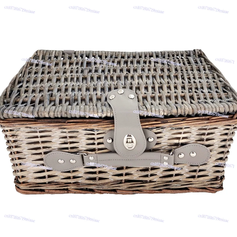 

NEW Factory Rattan Wicker Handmade Insulation with Cover Handle Picnic Basket Box Portable Storage Basket