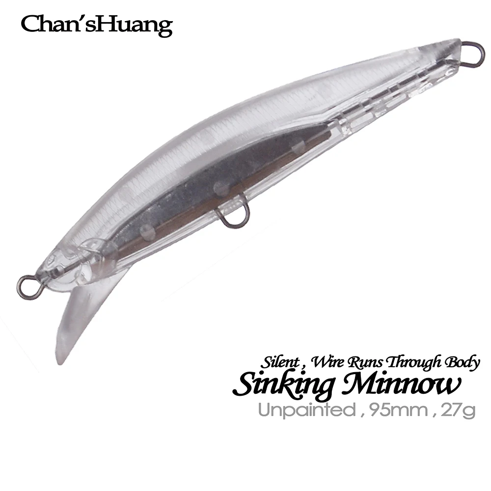 

Chan’sHuang 10PCS Unpainted Blanks Fishing Lures 9.5cm/27g Sinking Minnow Wire Go Through Body DIY Handmade Fishing Bait