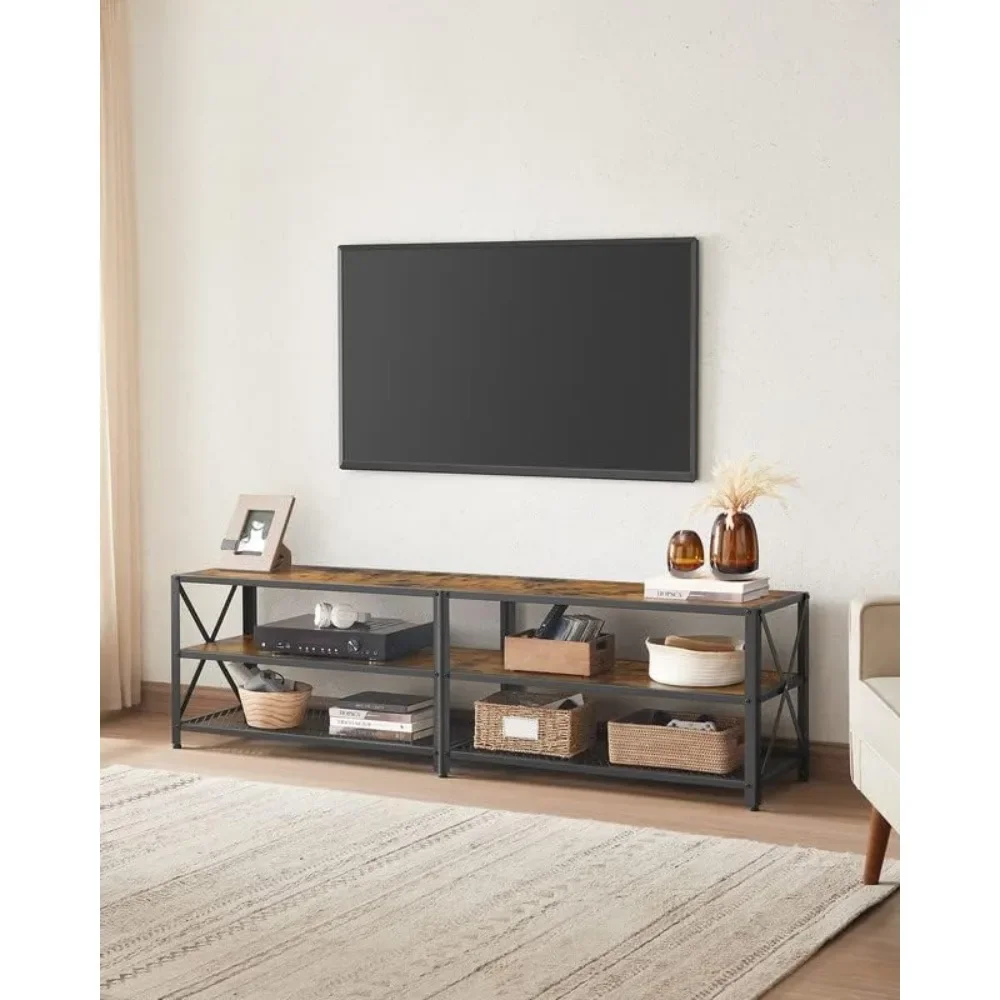 TV Stand, TV Console for TVs Up to 75 Inches, TV Table, 70.1 Inches Width, TV Cabinet with Storage Shelves, Steel Frame