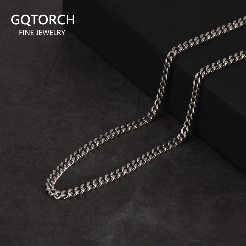 S925 Sterling Silver 2.5mm Whip Rope Men\'s Necklace Punk Rock Cool Fashion Long Necklace Jewelry