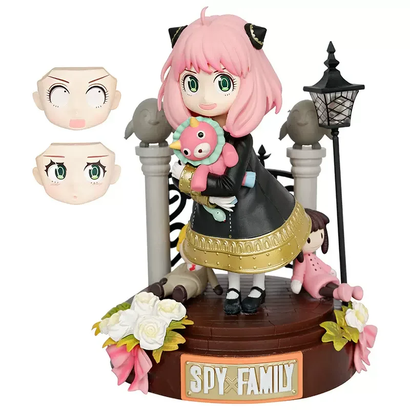 19cm SPY×FAMILY Anime Figure Kawaii GK Anya Forger Action Figure Send Two Replacement Faces Collectible Model Doll Toys Gifts