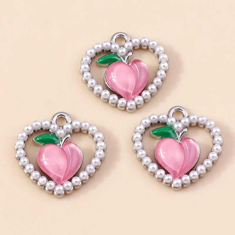 4 Stück wunderschöne Perle Kristall Pfirsich Liebe Herzen Charms Anhänger für DIY Ohrringe Armband Halskette Schmuckherstellung Zubehör – Detail 5