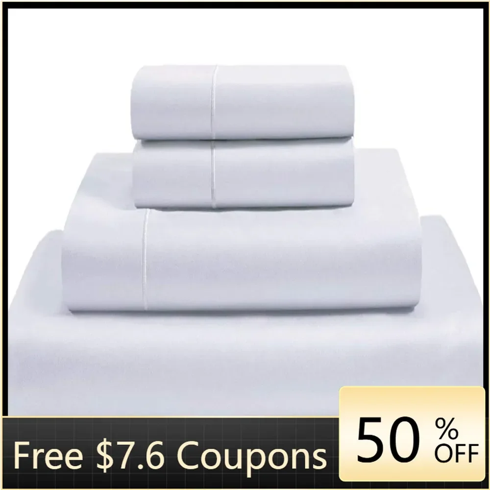 

100% Cotton Sheets-King Size Sheets Set to Fit Upto 18 Inches Deep Mattress (4 Pcs) Whitefreight Free