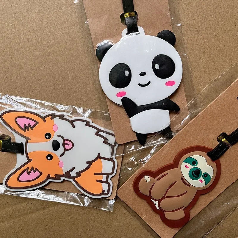 Creative Luggage Tags Cartoon Animal Shaped PVC Rubber Boarding Tag Sloth Panda Silicone Tag Luggage Hang Tag Travel Accessories