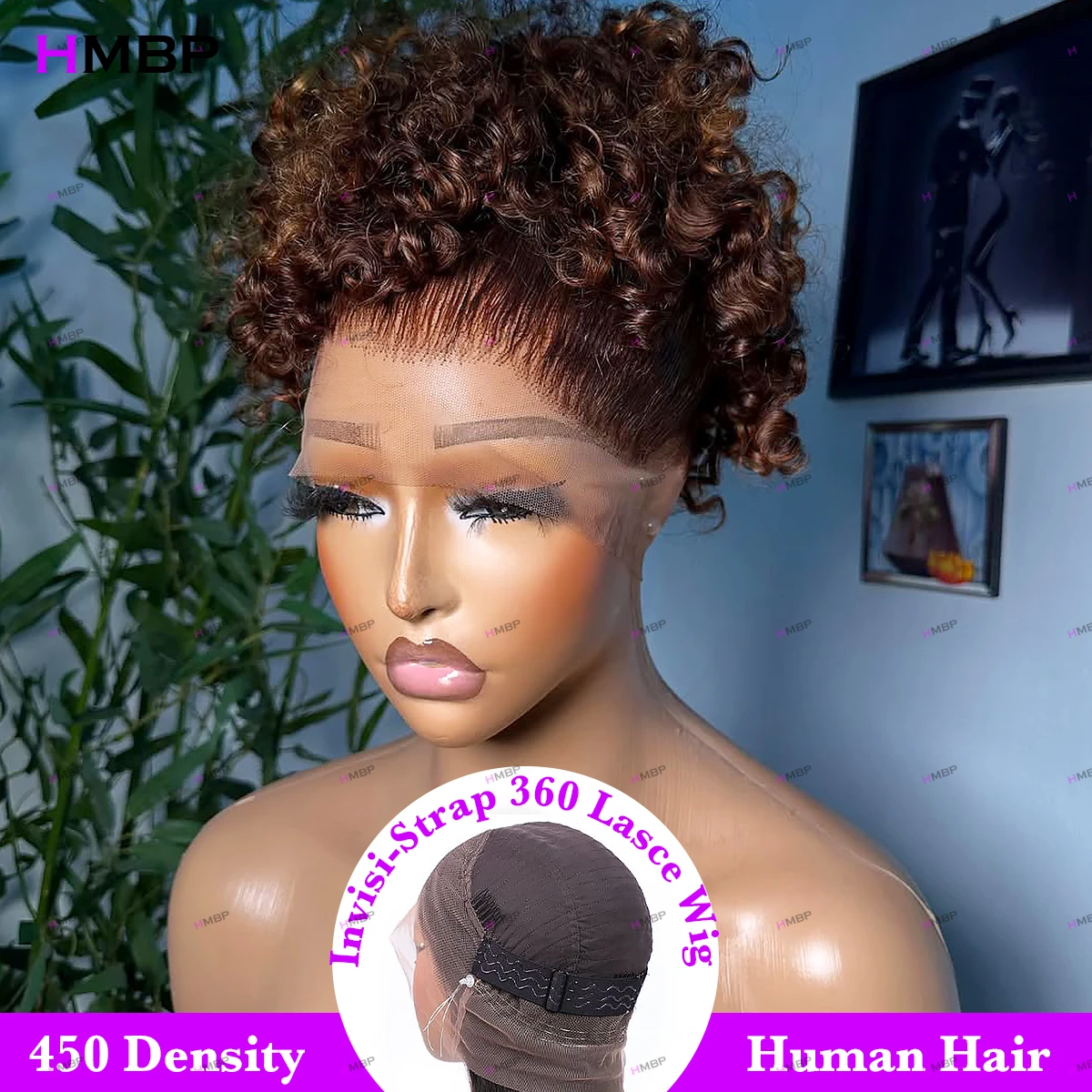 

Invisible Strap 360 Brown Lace Front Wigs Human Hair 450 Density 360 Glueless Full Hd Lace Frontal Wigs Human Hair Kinky Curly