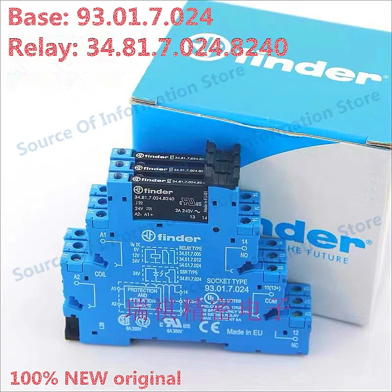 10PCS Miniature Solid State Relay Finder, 34.81.024.8240  24VDC 93.01.7.024 Base AC240V