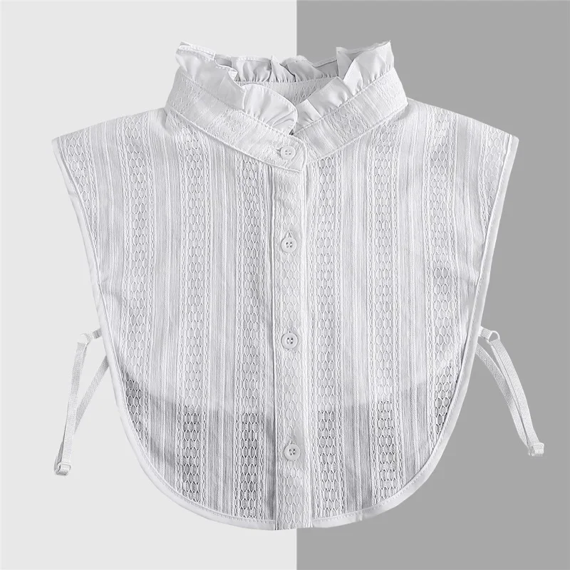 Women Fashion Ruffle Fake Collar Shirts Button-up Stand Lapel Half Shirt Detachable Collar Female Blouses Tops Clothing Ties