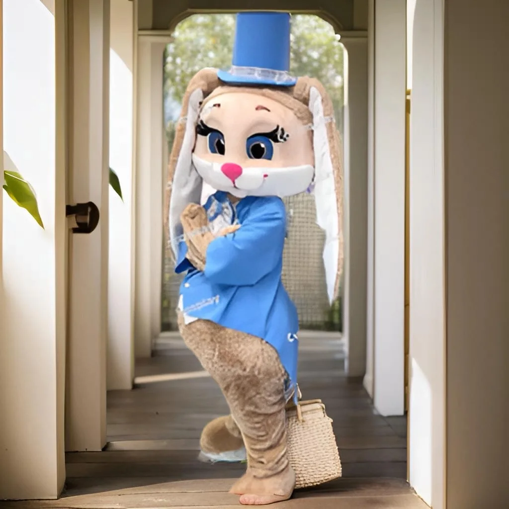 Nuevo Disfraz de Mascota de Conejo Azul de Navidad de Espuma para Adultos, Disfraz de Mascota de Dibujos Animados de Lujo, Disfraz de Halloween