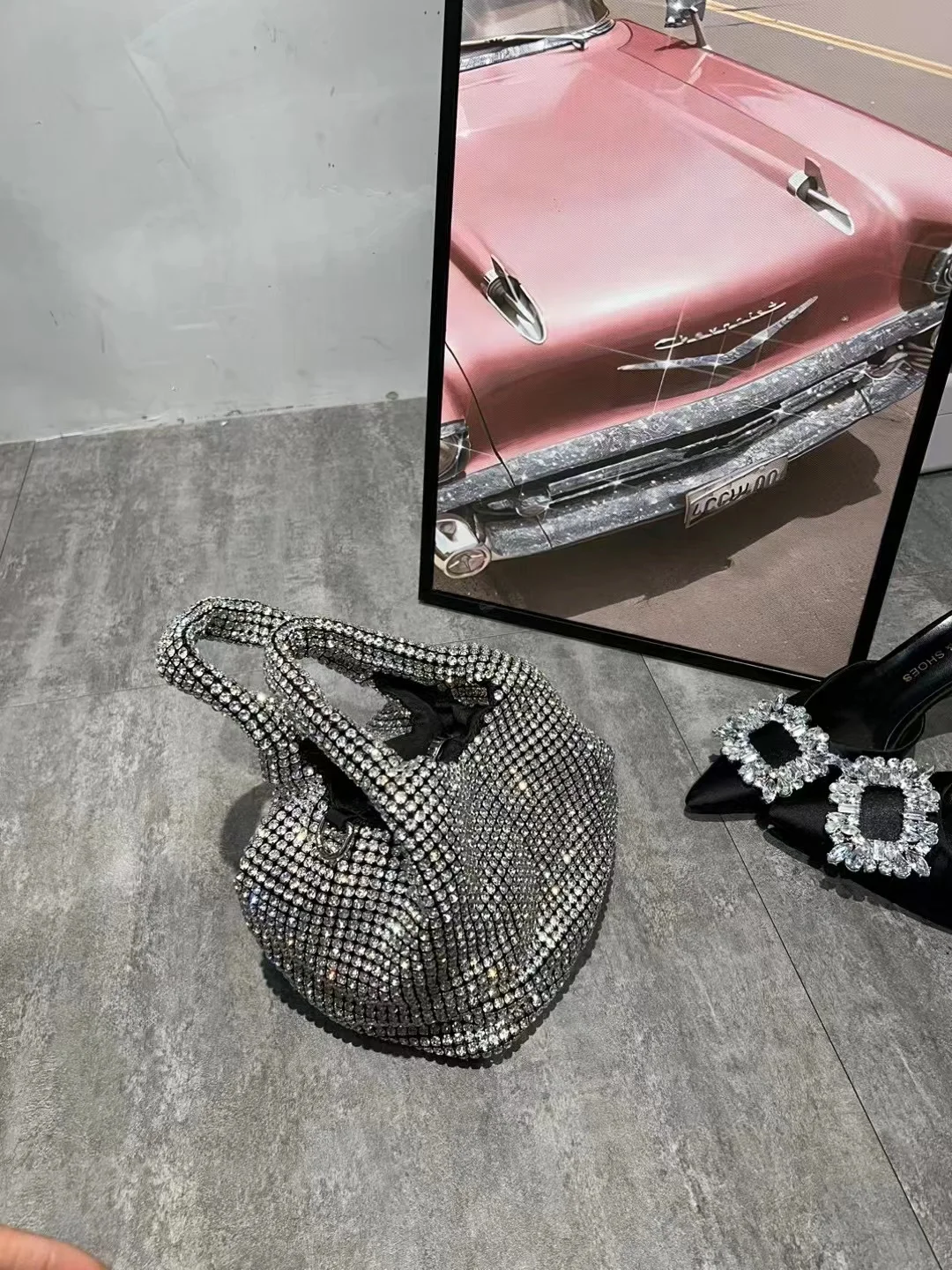 

Luxury Crystal Shiny Rhinestone Diamond Bucket Bag Glitter Bling Evening Bag Clutch Purse Women's Handbag Shoulder Crossbody Bag