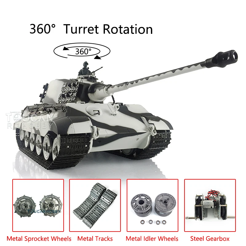HENG LONG 1/16 7.0 2.4G Carro armato RC tedesco King Tiger RTR aggiornato 3888A 360 °   Unità per fumatori con rotazione a torretta Cuscinetti per auto TH19727-SMT4