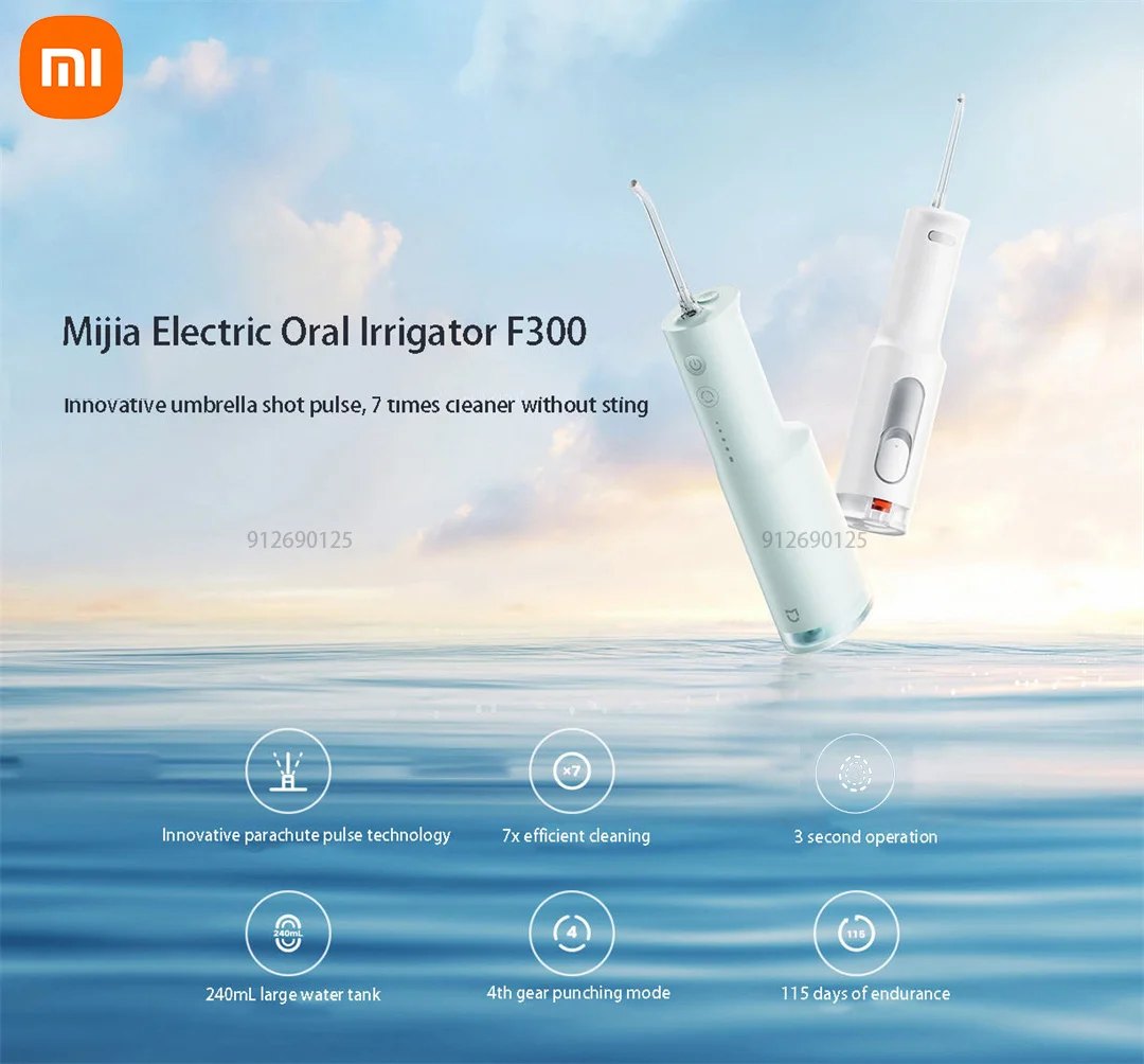 Xiaomi Mijia Irrigador Oral F300 MEO703 Waterpulse Irrigador Odontológico Portátil Oral Flusher IPX7 240ML Tanque de Água Dente Limpador