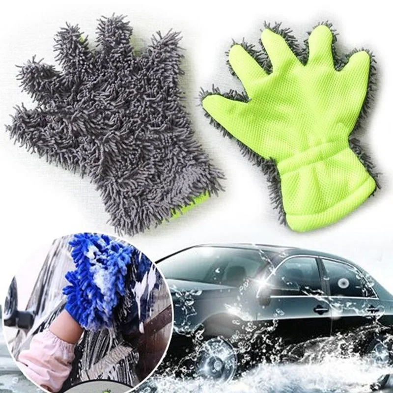 5 Finger Car Washing Gloves Towels Soft No Scratch Chenille Microfiber Auto Motorbike Washing Drying Cloths Car Cleaning Tools