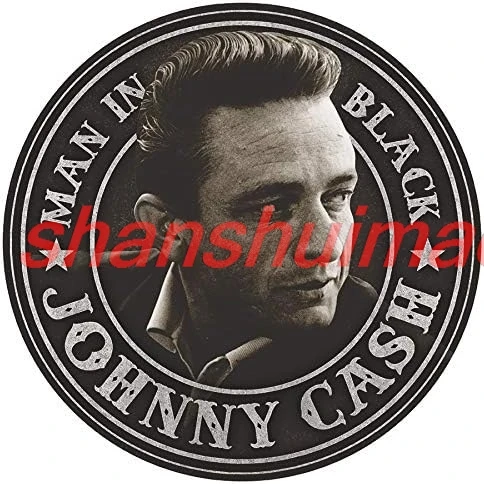 shan Desperate Enterprises Johnny Cash - Man in Black Round Aluminum Sign with Embossed Edge, 11.75