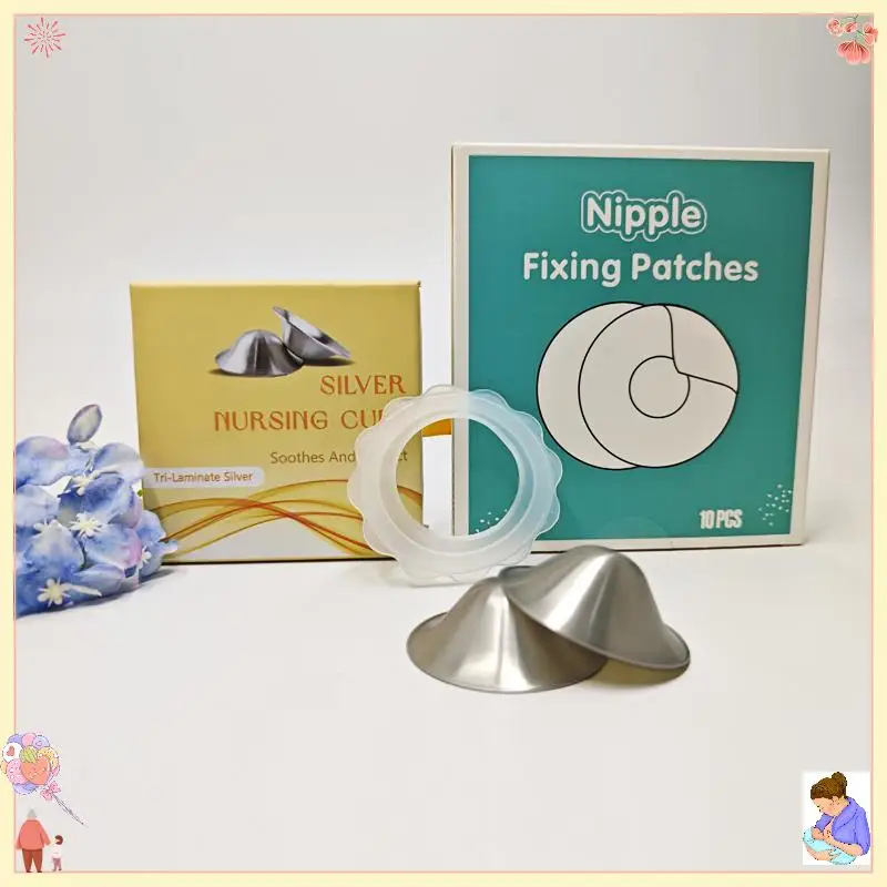 

The Original Silver Nursing Cups, Nipple Shields for Nursing , Newborn Nipple Protector Nipple Covers Tri-Laminate Silver