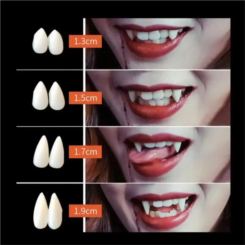 Halloween Resin Sharp Fangs False Teeth 4 Sizes Optional Cosplay Masquerade Horror Dress up Props Party Costume Accessories