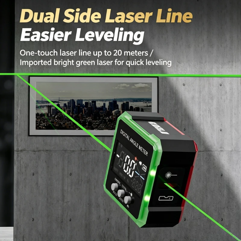New Digital Protractor Laser USB Inclinometer 360° Level Angle Finder High Precision Goniometer Magnet Tilt Measurement Tools