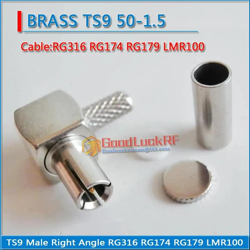 RF Connector TS9 Male With 90 Degree Right Angle Jack Crimp for RG316 RG174 RG179 LMR100 Cable Plug Coaxial RF Adapters