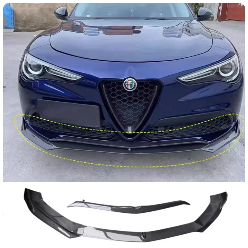 For Alfa Romeo Stelvio 2017 2018 2019 2020 2021 2022 High Quality Carbon Fiber Car Bumper Front Lip Diffuser Spoiler Cover