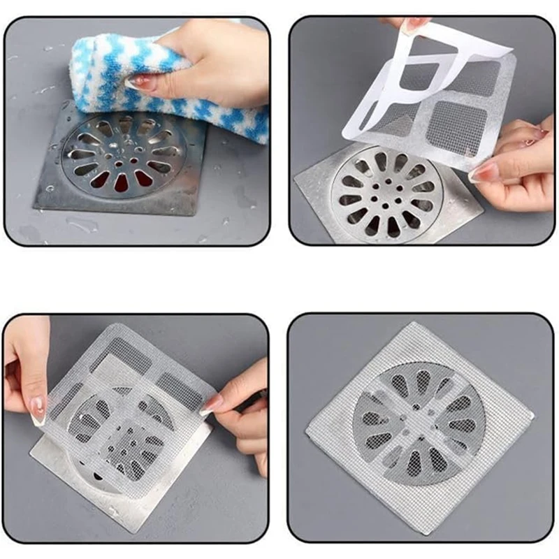 60PCS Disposable Floor Drain Filter Screen, Floor Drain Sticker, Disposable Shower Drain Hair Catcher