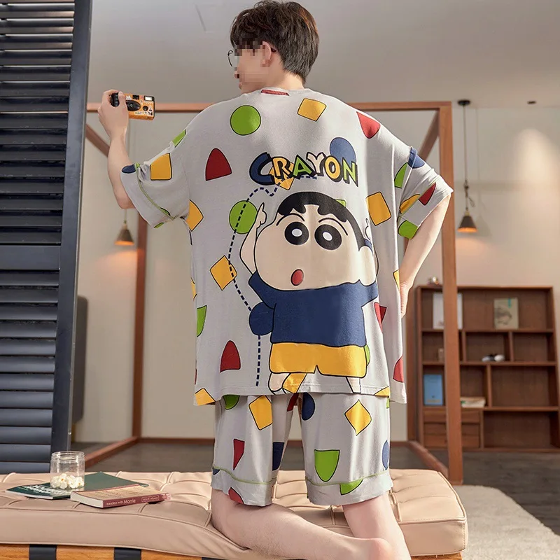 

Kawaii Cartoon Pajama Shin-Chan Anime Cute Crayon Shin-Chan Summer Shorts Pajama Set Modal Comfortable Soft Creative Girl Gifts