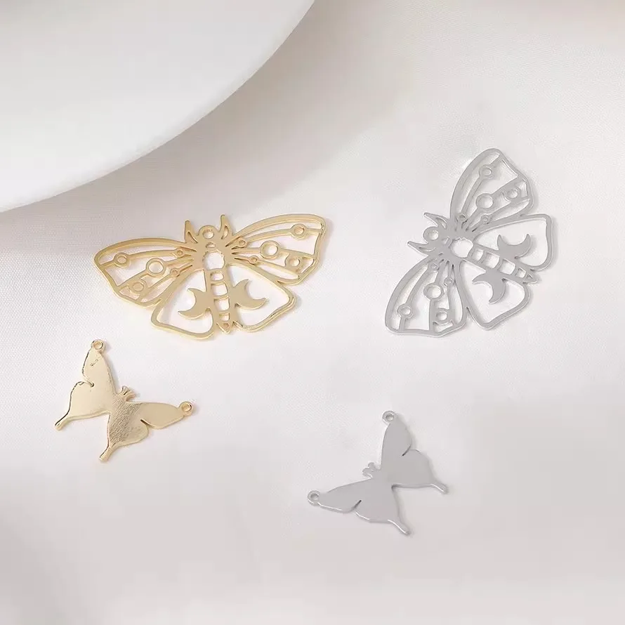 

6PCS 14K Gold Plated Sheet Smooth Surface Butterfly Pendant Necklace Bracelet Jewelry DIY Making Supplies Material Accessories