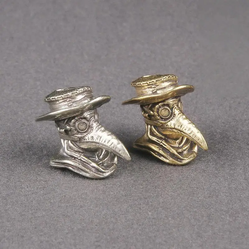 Brass Plague Doctor Crow Knife Bead Unique Lanyard Pendant 1Pc Creative Accessory for DIY Keychain Gift Making