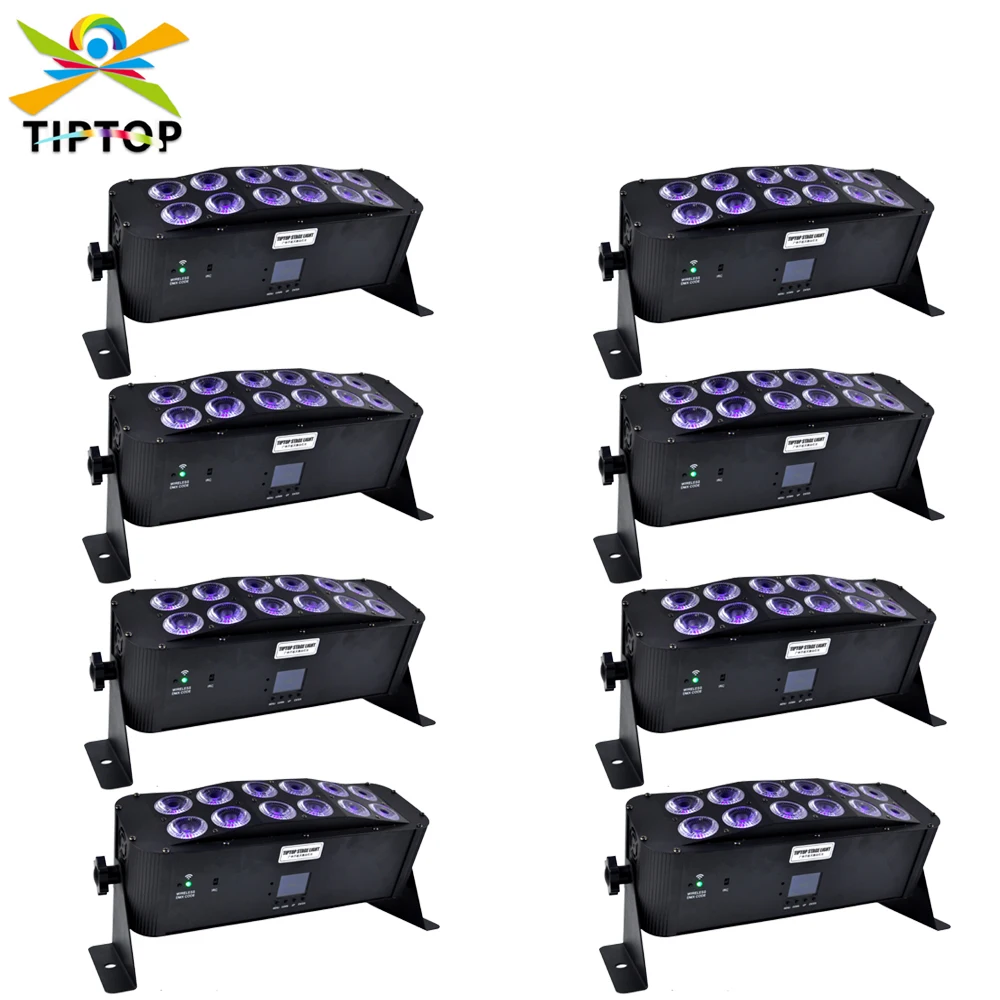 8 Pack RGBWAP Battery Flood Light 210W Black Color Shell Uplighting of New Year Decoration IP20 Waterproof LED Wedding Light