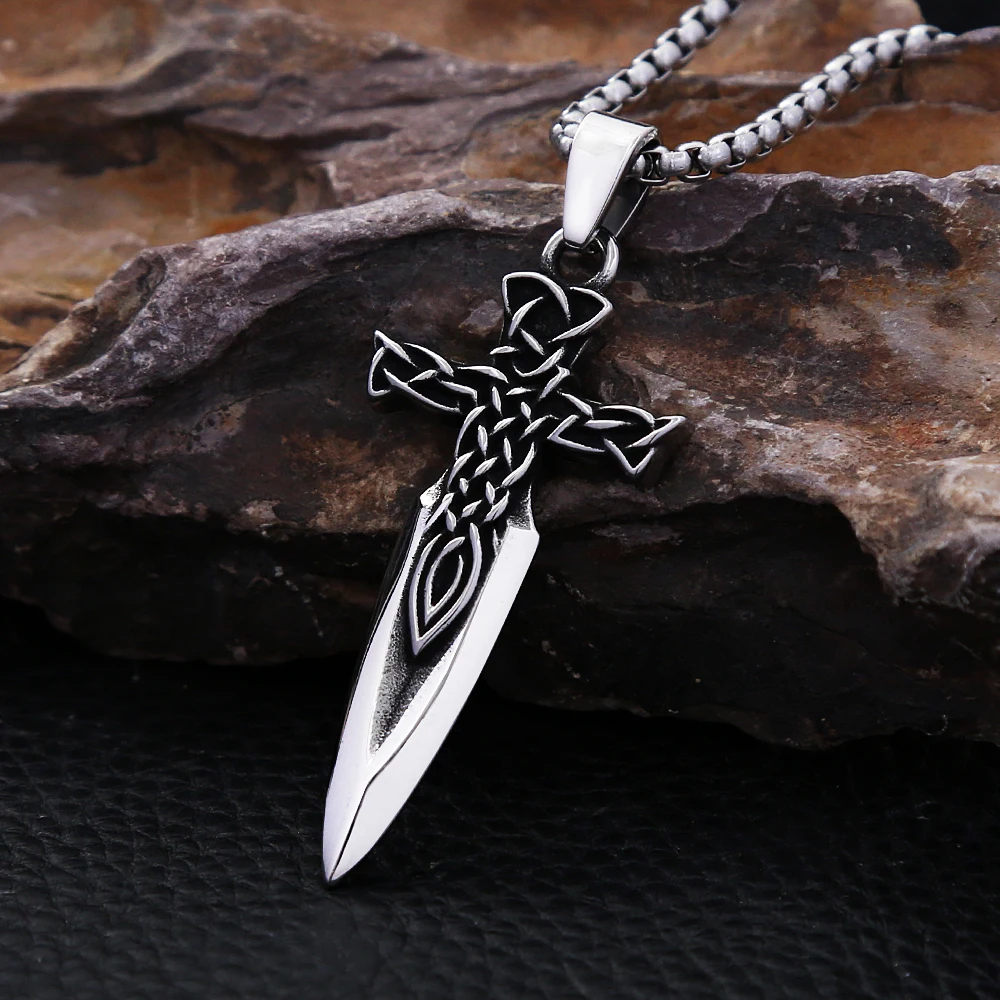 Fashion Nordic Celtic Knot Pendant Stainless Steel Spear Arrow Viking Necklace For Men Vintage Amulet Jewelry Gift Dropshipping