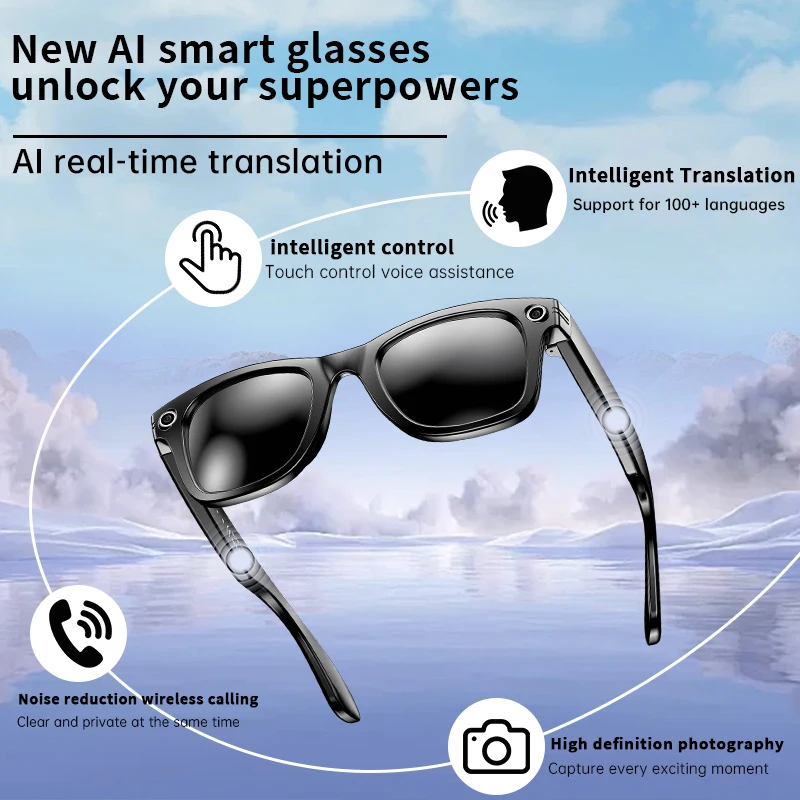 

LIGE AI Smart Glasses HD 800W Camera With Photography Video Recording AI Intelligent Translation Glasses Bluetooth Sunglasses