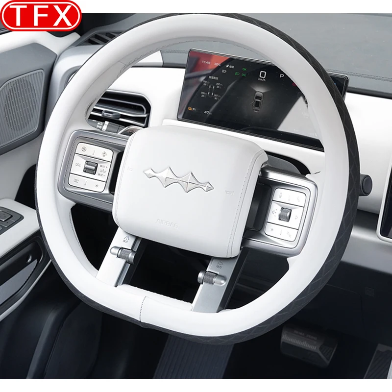 ل BYD ليوبارد التيتانيوم 3 2025 غطاء عجلة قيادة السيارة مستقيم نمط عجلة القيادة غطاء مقبض اللون الأصلي اكسسوارات