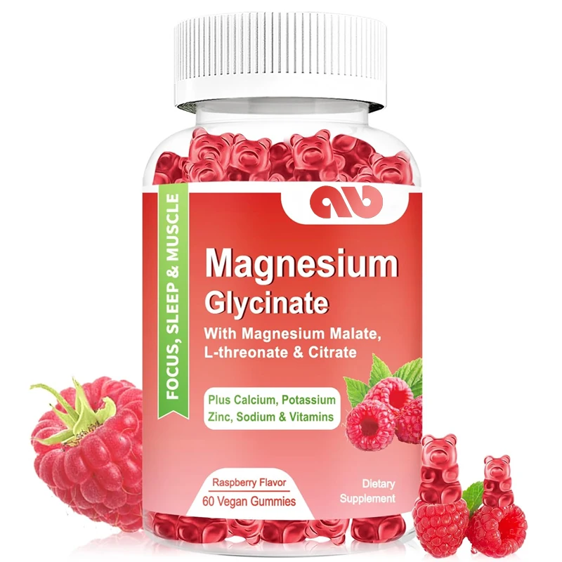 

Magnesium glycinate gummies 400mg, adult and children's magnesium gummies, support relaxation and muscle building, 60 gummies