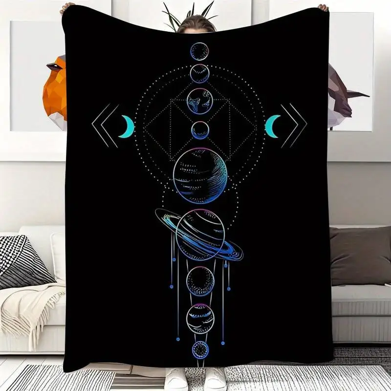 

Мягкий плед «Мистические небесные планеты» — космический плед для романтического декора в стиле бохо