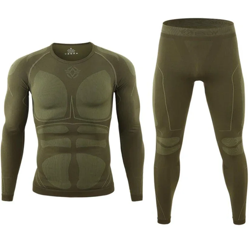 Winter Thermal Underwear Men Long Johns Sets Outdoor Windproof Sports Fitness Clothes Top Quality Military Style Underwear Sets