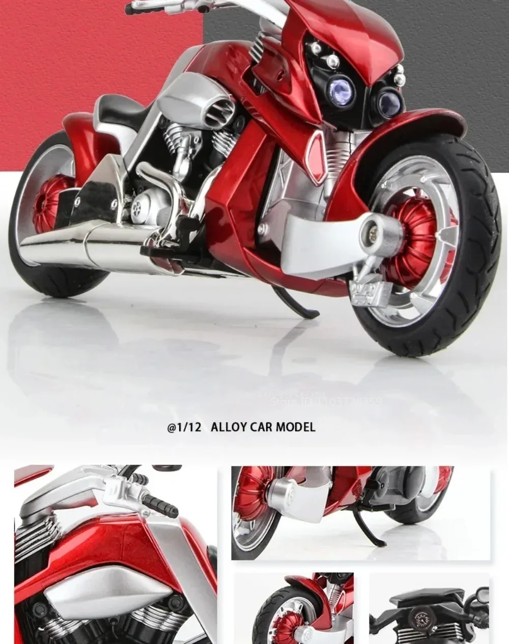 Maßstab 1:12 R3 V-REX Motorrad Modell Spielzeugauto Metallgehäuse Gummireifen Verknüpfung Lenkmotor Modelle Kinder Hobby Spielzeug – Detail 10