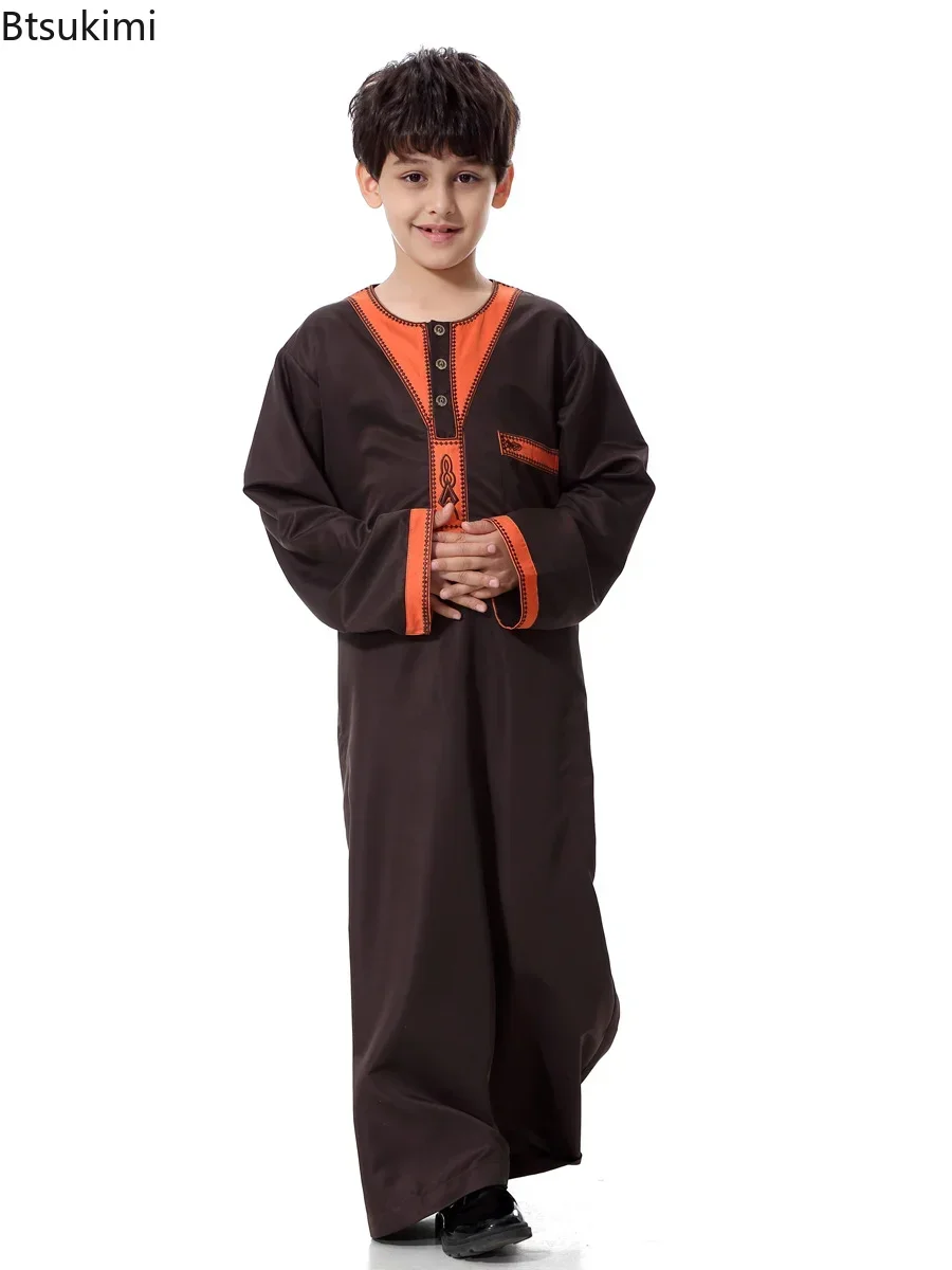 2025 Mode Moslim Tiener Kleding Islam Mannen Zomer Winter Eid Ramadan Gebed Hoge Kwaliteit Elengance Party Jongen Gewaad Caftan