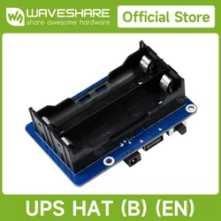 Waveshare UPS HAT (B) For Raspberry Pi 5/4B/3B, 5V Uninterruptible Power Supply, 5A, 2x18650 Li batteries (NOT included)