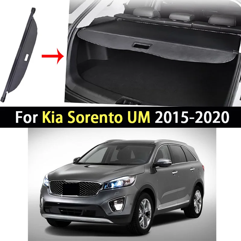 

For Kia Sorento UM 3 2015-2020 2016 2018 2019 Rear Trunk Cargo Cover Curtain Security Rack Luggage Retractable Shield Partition