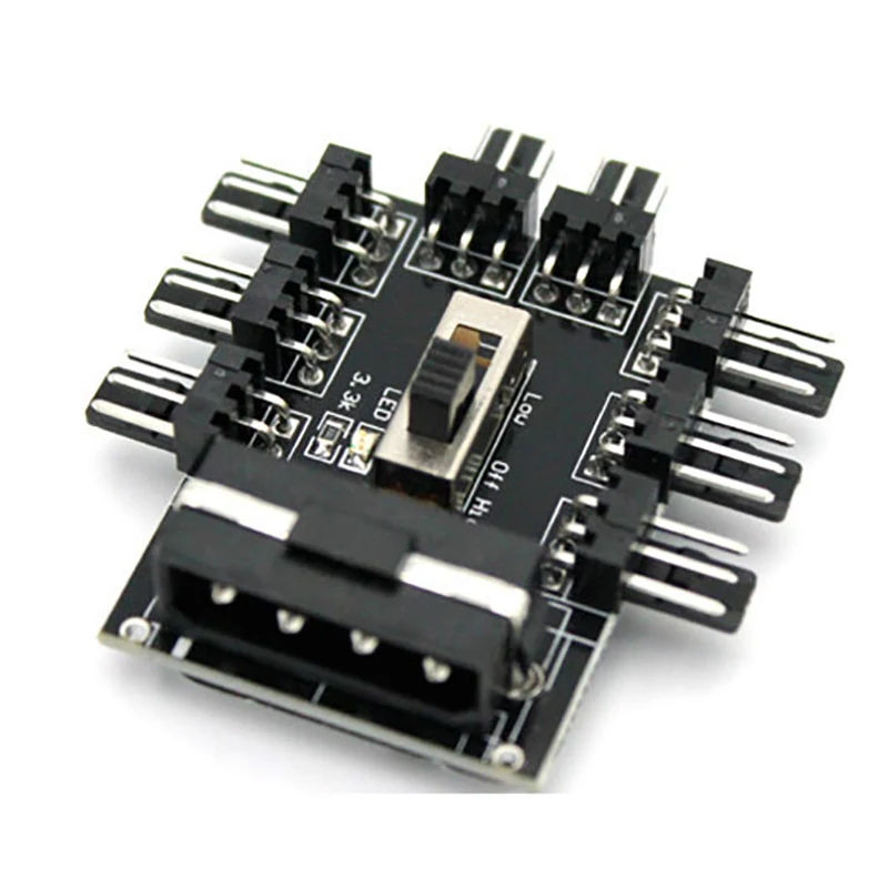 8 Way Computer Fan Hub Cable Splitter Speed Controller 3PIN 4PIN Power Sata Charging Extend Adapter Radiator Computer Fan Board