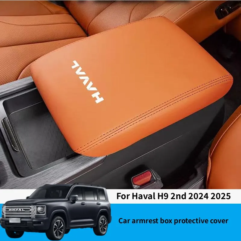 

Leather Car Central Armrest Case Cover Wear-resistant Protection Armrest Case Shell For Haval H9 2nd 2024 2025 Car Accessories