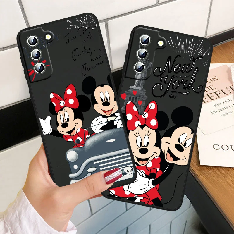 Casing ponsel Mickey Minnie Mouse Disney untuk Samsung Galaxy, S24 S23 S22 S21 FE S20 S10e S10 S9 Edge Ultra Plus Cover hitam ringan