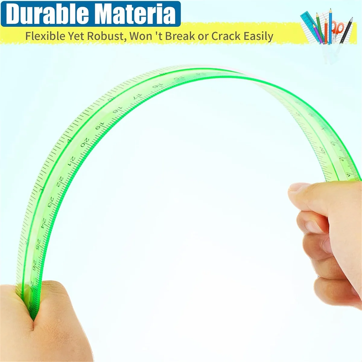 مساطر مترية بلاستيكية متنوعة الألوان ، مساطر كبيرة ببوصات ، مليمتر ، شفافة ، 12 بوصة ، 32