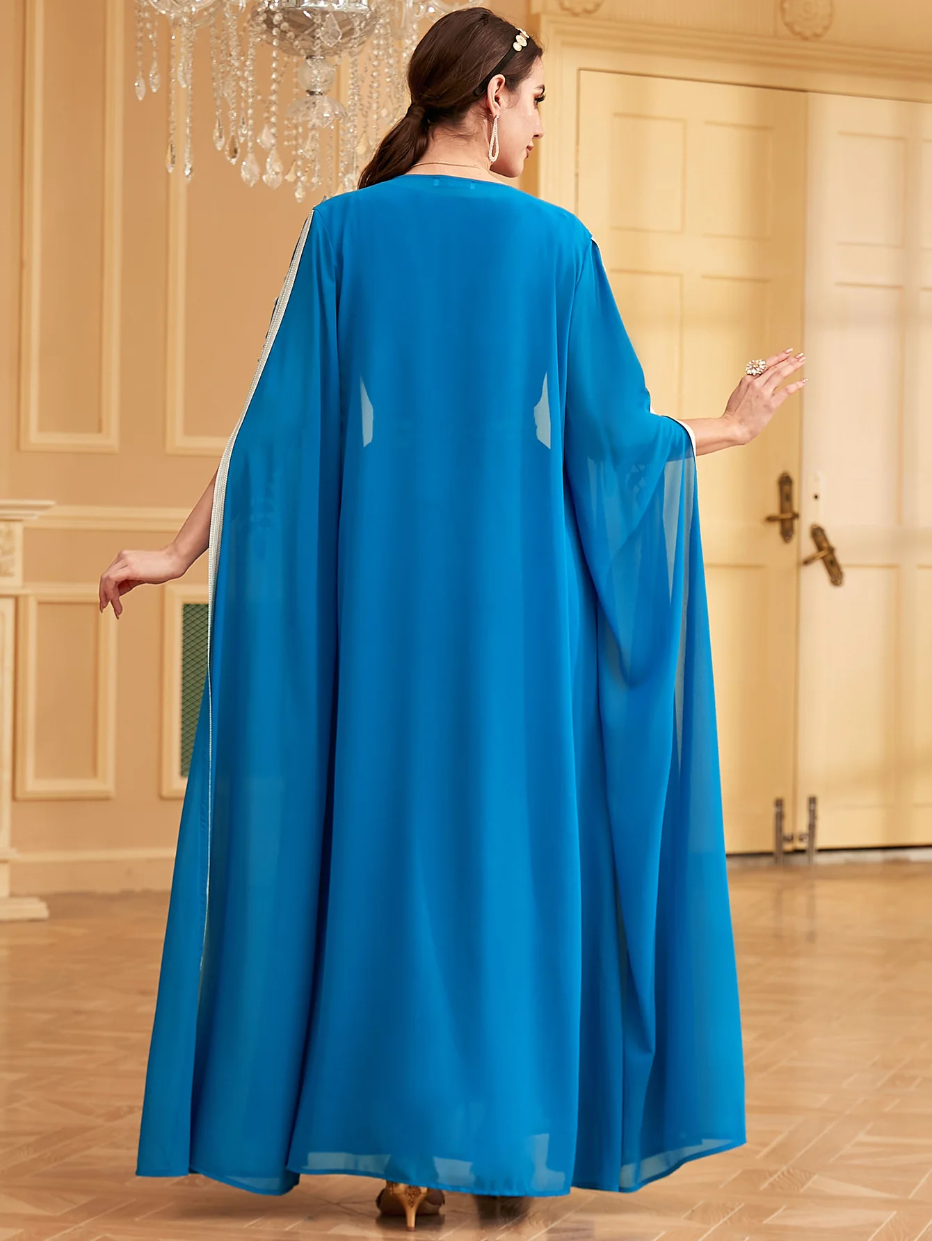 Vestido longo abaya muçulmano do oriente médio para mulheres, moda dubai, robe de duas peças, turquia islam, vestido bordado com apliques