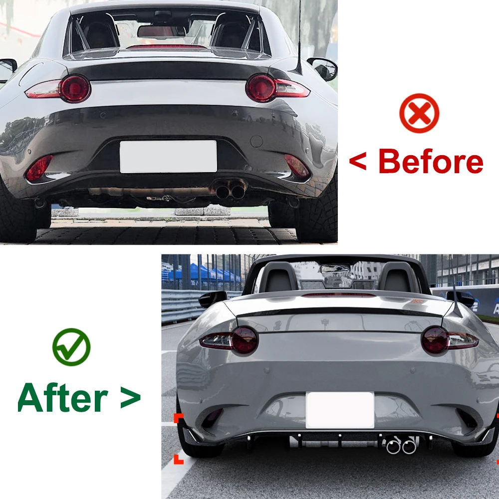 For Mazda MX-5 Miata ND 2016+Rear Lip Spoiler Rear Bumper Shovel Modification Exterior Car Body Kit Glossy Black