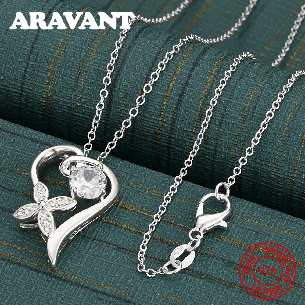 

Ожерелье с подвеской в форме сердца из стерлингового серебра 925 пробы с цирконием - винтажные элегантные и благородные вечерние украшения для женщин